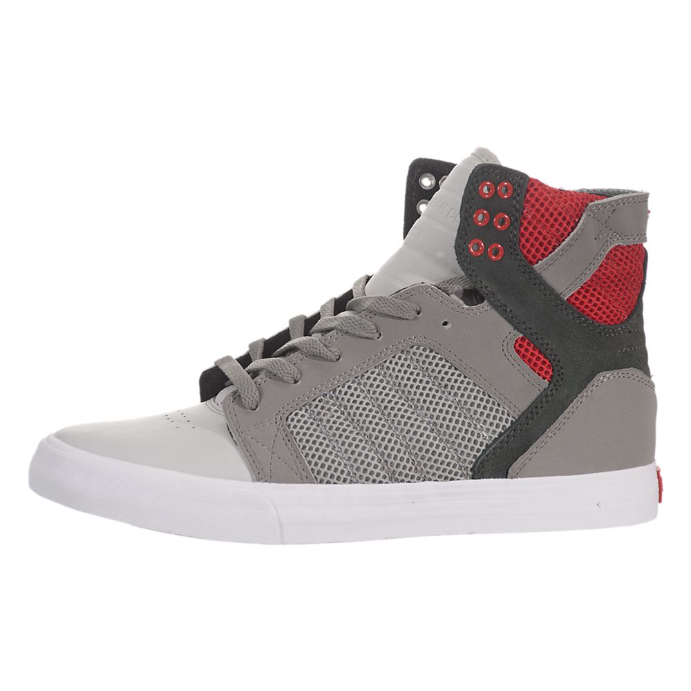 Baskets Montantes Supra SkyTop Grise Rouge Light Grey/Dark Grey-Red-White Homme | NTB-11975930